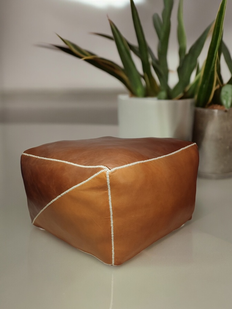 Ottoman Pouf Modern Cube Tan
