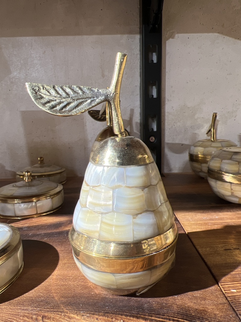  COFFRET IVOIRE ET LAITON (Poire Rond, PF 6X12CM)