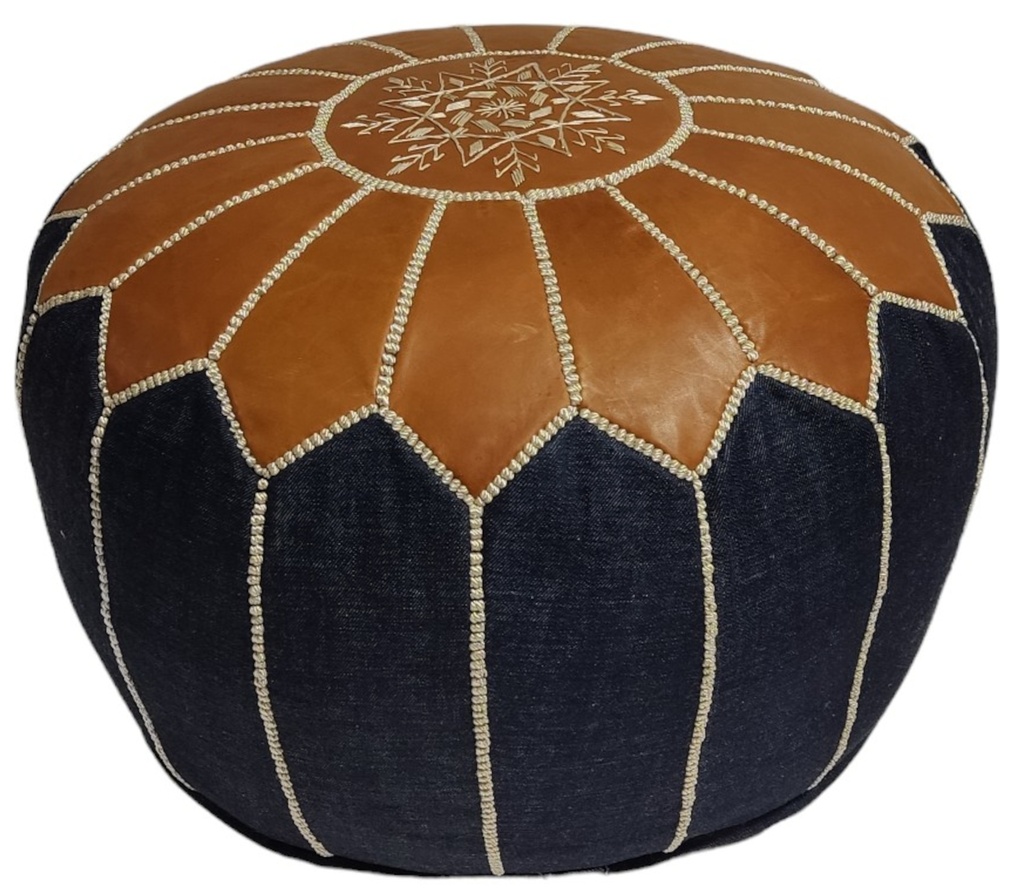 Ottoman Pouf Denim-Tan