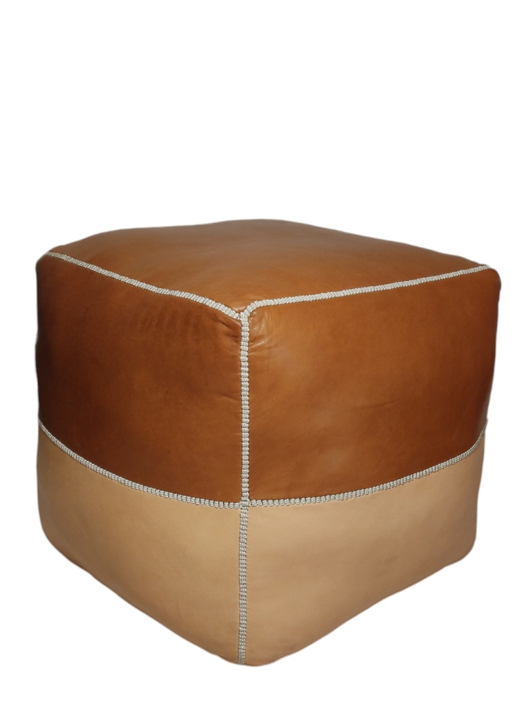 Ottoman Pouf Modern Cube Tan - Natural 