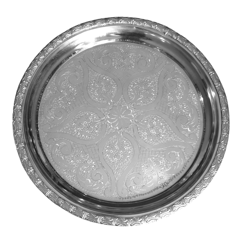 Silver Moroccan Handmade Tray  (40CM)