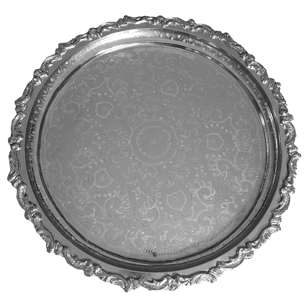 Silver Moroccan Handmade Tray   (50CM)