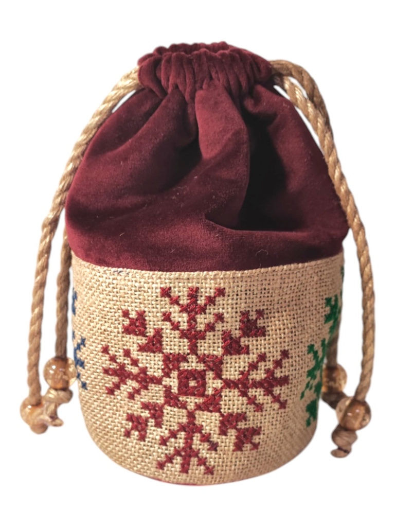 Bourse Jute broderie Grenat ASY