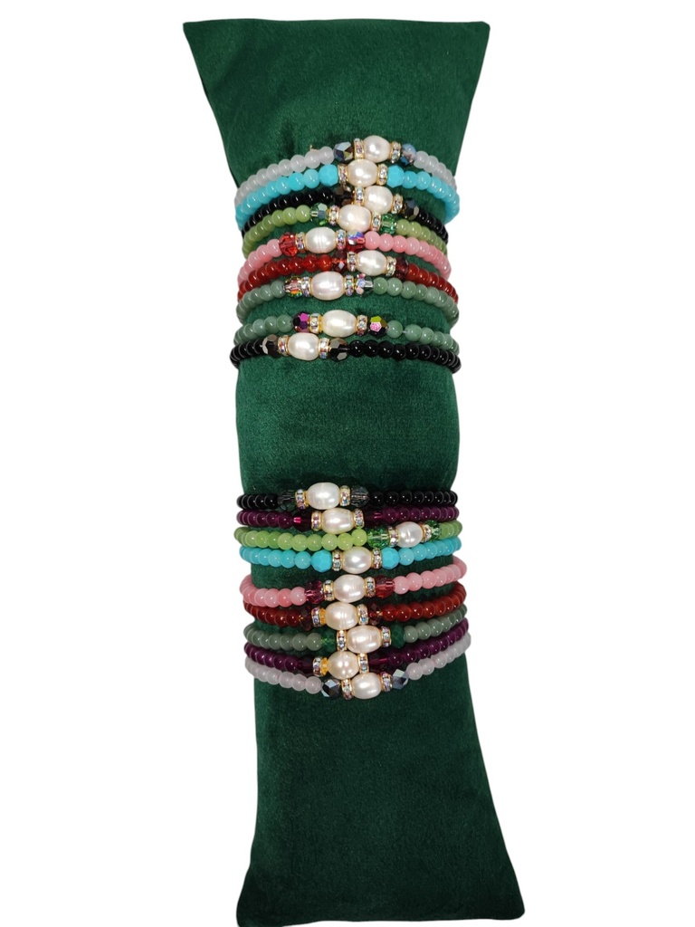 Bracelets Penles Blanches avec Pierres colorées MissMiya