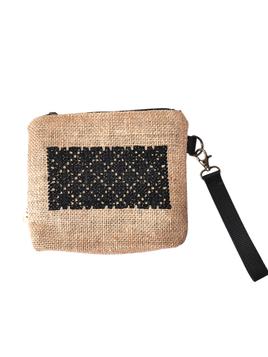 Trousse jute broderie Noir ASY