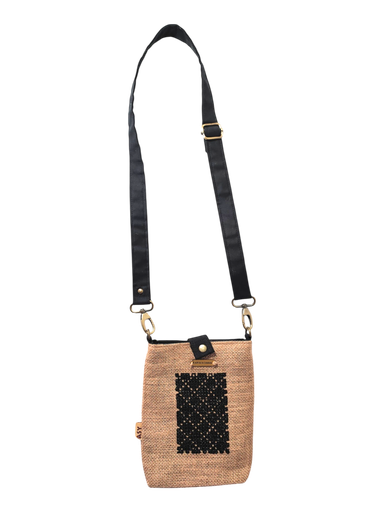 Pochette bandoulière jute broderie  ASY
